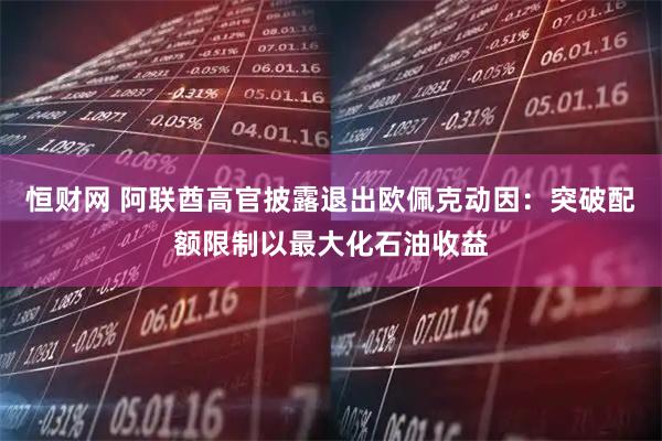 恒财网 阿联酋高官披露退出欧佩克动因：突破配额限制以最大化石油收益